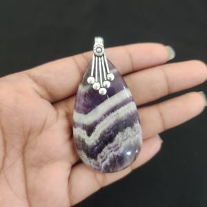 Amethyst Pendant, Gemstone Pendant, 1.5 to 2", Silver finish