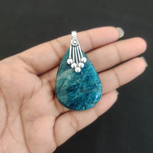 Apatite Pendant, Gemstone Pendant, 1 to 1.5", Silver finish
