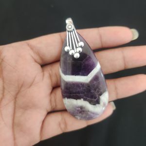 Amethyst, Gemstone Pendant, 1.5 to Silver finish