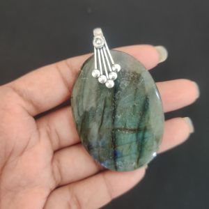 Labradorite, Gemstone Pendant, 1.5 to Silver finish