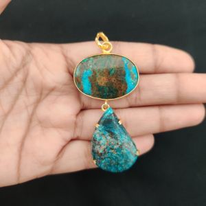 Navrabeads Mix Gemstone Pendants, 2 Stones | Gold Finish | Elegant Gemstone Pendant Set for Jewellery Making & DIY Designs