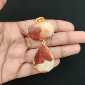 Navrabeads Mix Gemstone Pendants, 2 Stones | Gold Finish | Elegant Gemstone Pendant Set for Jewellery Making & DIY Designs