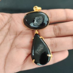 Navrabeads Mix Gemstone Pendants, 2 Stones | Gold Finish | Elegant Gemstone Pendant Set for Jewellery Making & DIY Designs