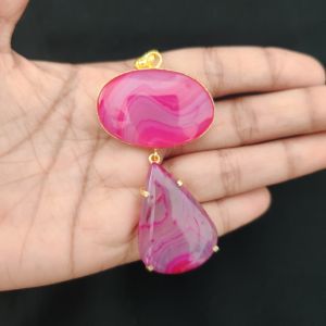 Navrabeads Mix Gemstone Pendants, 2 Stones | Gold Finish | Elegant Gemstone Pendant Set for Jewellery Making & DIY Designs