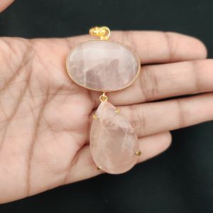 Navrabeads Mix Gemstone Pendants, 2 Stones | Gold Finish | Elegant Gemstone Pendant Set for Jewellery Making & DIY Designs
