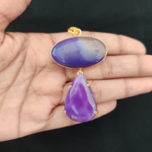 Navrabeads Mix Gemstone Pendants, 2 Stones | Gold Finish | Elegant Gemstone Pendant Set for Jewellery Making & DIY Designs