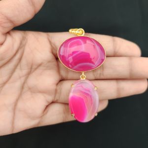 Navrabeads Mix Gemstone Pendants, 2 Stones | Gold Finish | Elegant Gemstone Pendant Set for Jewellery Making & DIY Designs