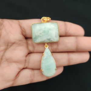 Navrabeads Mix Gemstone Pendants, 2 Stones | Gold Finish | Elegant Gemstone Pendant Set for Jewellery Making & DIY Designs