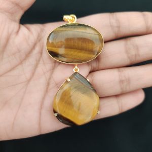Navrabeads Mix Gemstone Pendants, 2 Stones | Gold Finish | Elegant Gemstone Pendant Set for Jewellery Making & DIY Designs