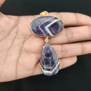 Navrabeads Mix Gemstone Pendants, 2 Stones | Gold Finish | Elegant Gemstone Pendant Set for Jewellery Making & DIY Designs