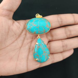 Navrabeads Mix Gemstone Pendants, 2 Stones | Gold Finish | Elegant Gemstone Pendant Set for Jewellery Making & DIY Designs