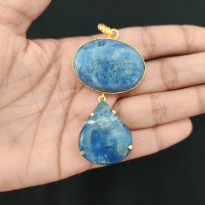Navrabeads Mix Gemstone Pendants, 2 Stones | Gold Finish | Elegant Gemstone Pendant Set for Jewellery Making & DIY Designs