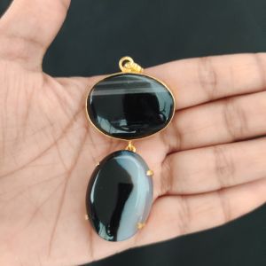 Navrabeads Mix Gemstone Pendants, 2 Stones | Gold Finish | Elegant Gemstone Pendant Set for Jewellery Making & DIY Designs