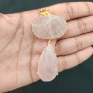 Navrabeads Mix Gemstone Pendants, 2 Stones | Gold Finish | Elegant Gemstone Pendant Set for Jewellery Making & DIY Designs