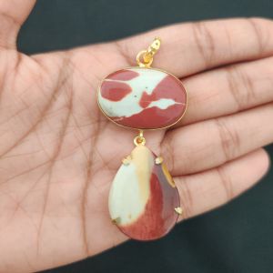 Navrabeads Mix Gemstone Pendants, 2 Stones | Gold Finish | Elegant Gemstone Pendant Set for Jewellery Making & DIY Designs