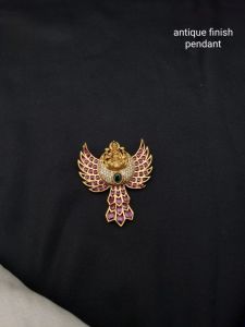 Navrabeads Antique Gold Lakshmi Pendant | 36.5 × 41.6 mm | Traditional Temple Jewellery Pendant for Women