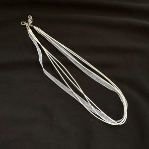 Organza Ribbon Cord, lobster clasp, with 5cm extender chain,White