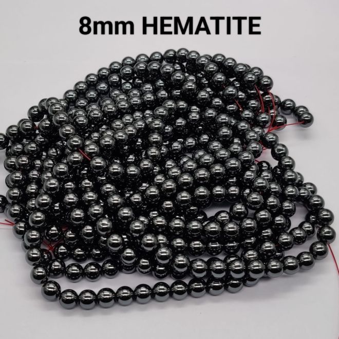 Natural Gemstone Beads Hematite Beads 8mm Plain Round