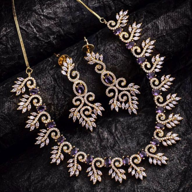 Hamidah American Diamond Necklace Set With Fancy Cut Shape – AG'S