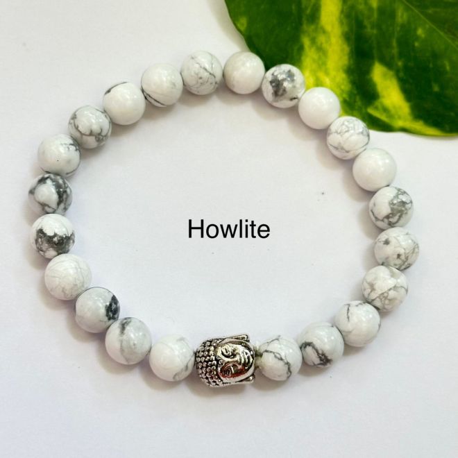 Buy LKBEADS Unisex gem white howlite 14mm, 46 Pieces round smooth beads  stretchable 7 inch bracelet for men,women-Healing,  Meditation,Prosperity,Good Luck Bracelet at Amazon.in