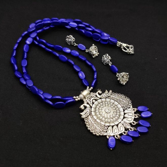 Blue Adjustable Clay Bead Necklace - Etsy