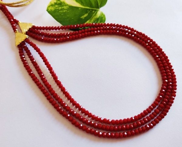 3 Layer Crystal Necklace, Maroon