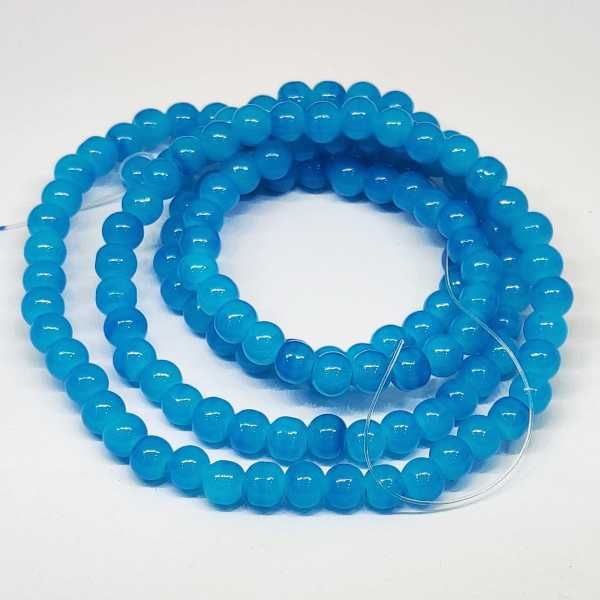 6mm Blue Glass beads 80 beads #4005 