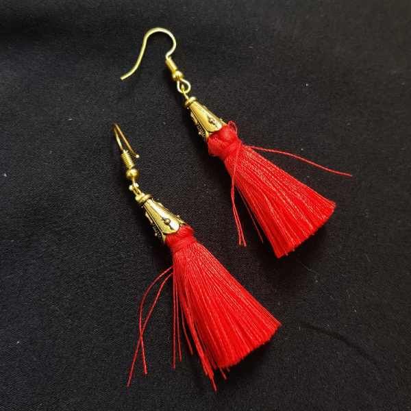 Tassel Earrings, Red