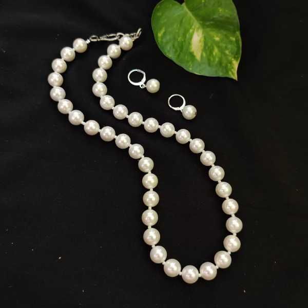 Heart Shaped Pearl Pendant and Earrings Set