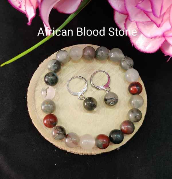 African Bloodstone Bracelet Smooth Round Size 8mm 10mm 7.5