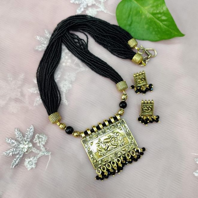Buy Gold Plated Jewelry Black Beads Crystal Chain Necklace Design