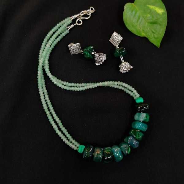 Green Agate Necklace Round Gradually Beads - Etsy