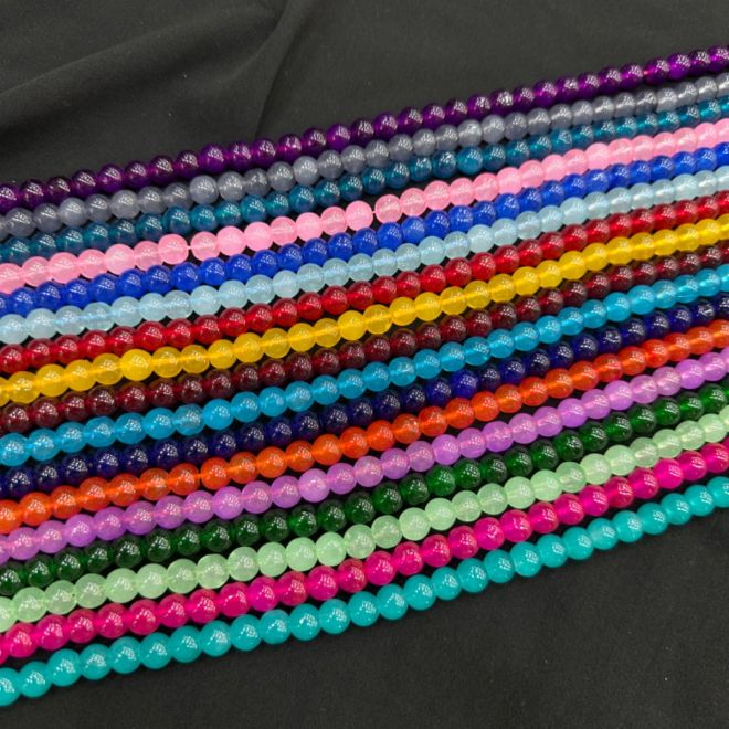 8mm, Glass Beads, Assorted, Set Of 17 Strings