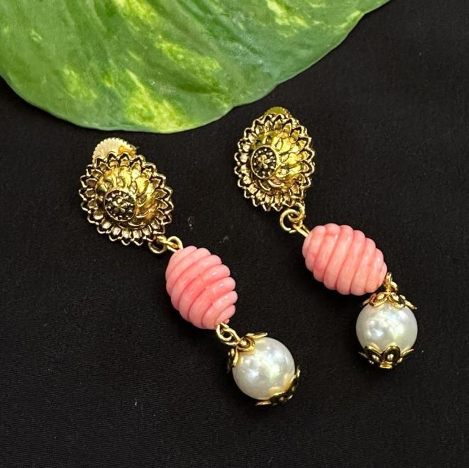 Turkish Coral & Pearl Earrings – ZIA Couture Jewelry