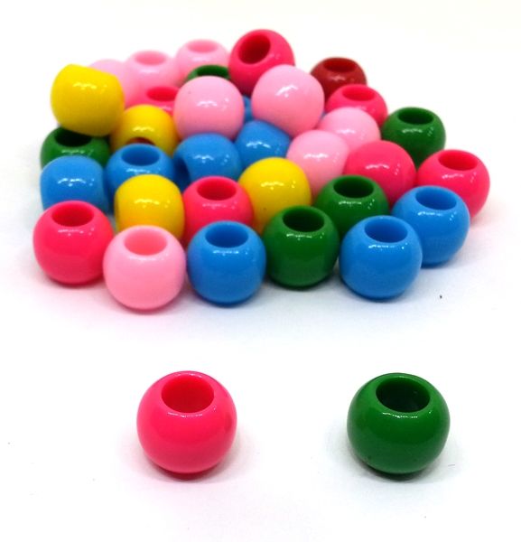 Silk Thread Plastic Beads Round Multi colour 8mm