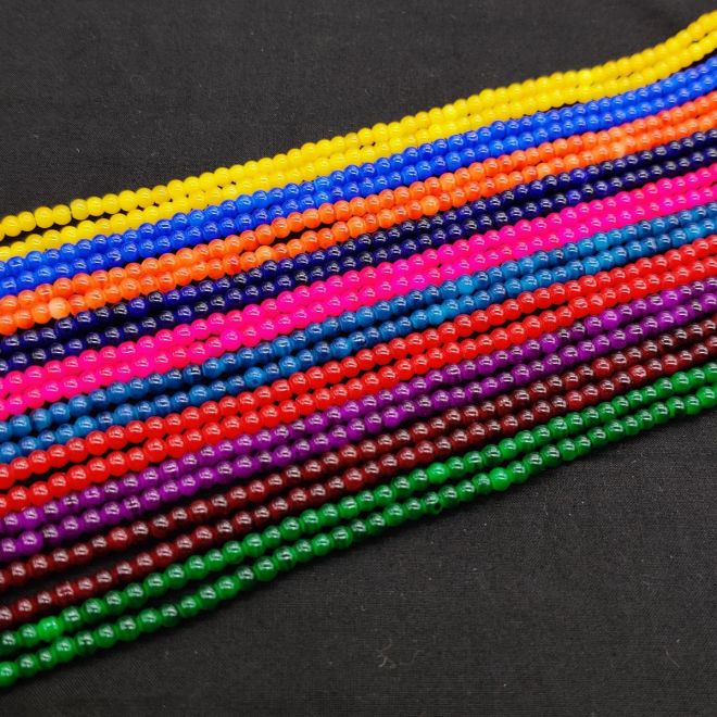 4mm Glass Beads Round, Assorted, Pack Of 10 Strings