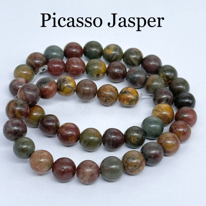 Natural Gemstone Beads Picasso Jasper 8mm Round