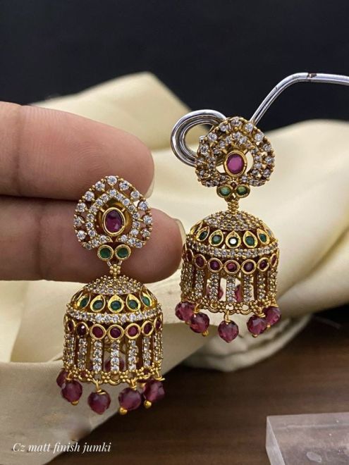 Matt Finish Flower Jhumkas