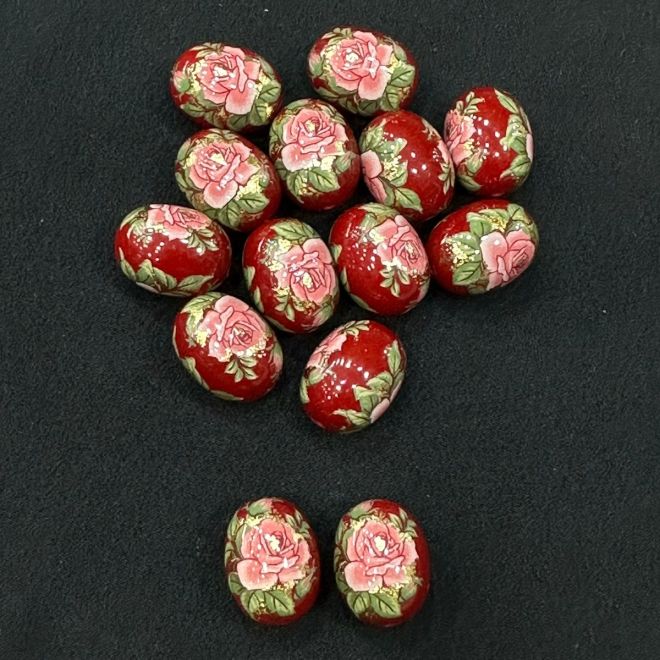 Japanese Beads Oval Maroon