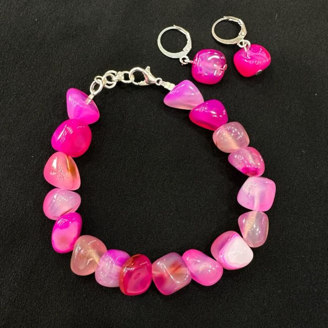 Pink & Green Strawberry Quartz Chunky Bead Bracelet at Rs 1097.00 | Vapi|  ID: 26145090862