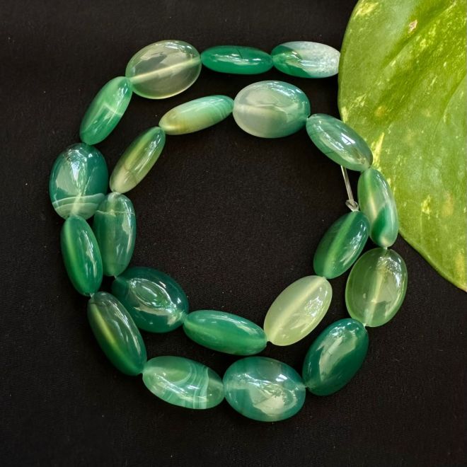 Flat oval agate beads 13X18mm Green And Gray Shade