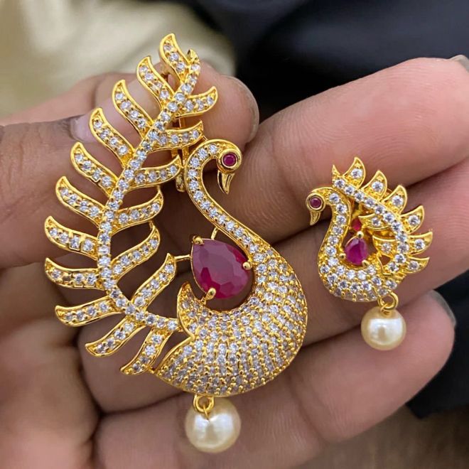 Peacock stone earrings discount