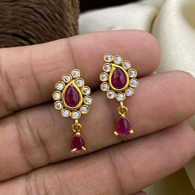 Matt Finish Earrings Ruby