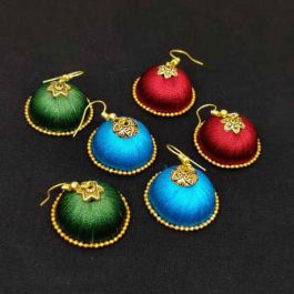 Buy Silk Thread Earringshandmade Earringsjhumkasjhumkisindian Online in  India  Etsy