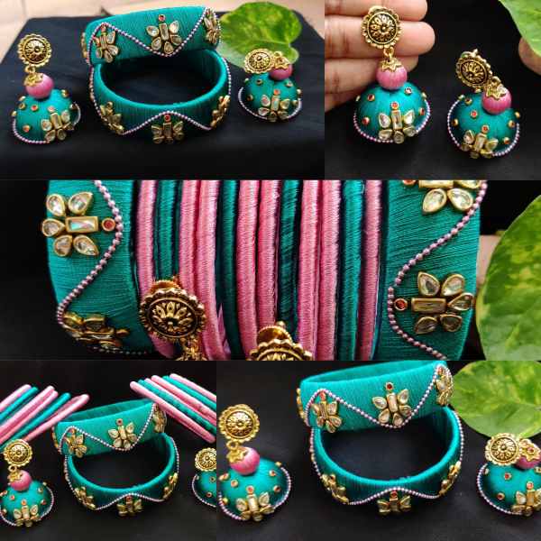 Silk Thread Stone Chain Bangles at Rs 450/set in Tiruchirappalli | ID:  18133047430