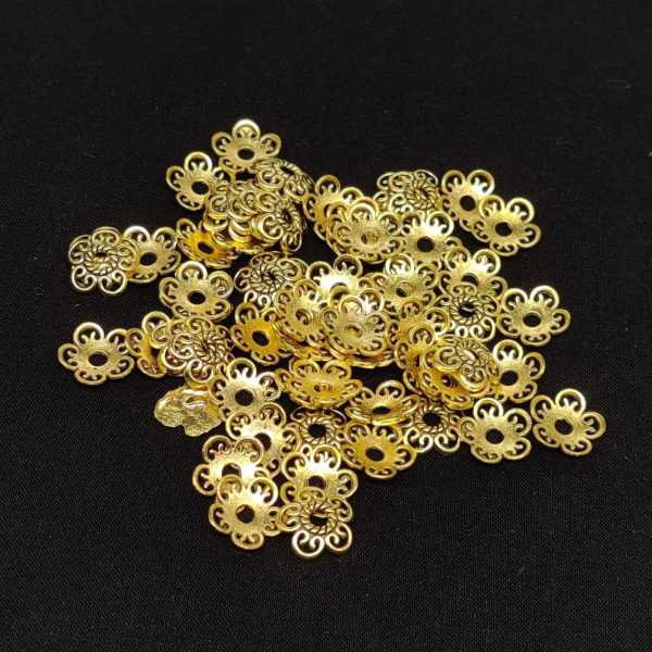 Antique Gold Beads Caps 10mm Pack Of 25 Gms