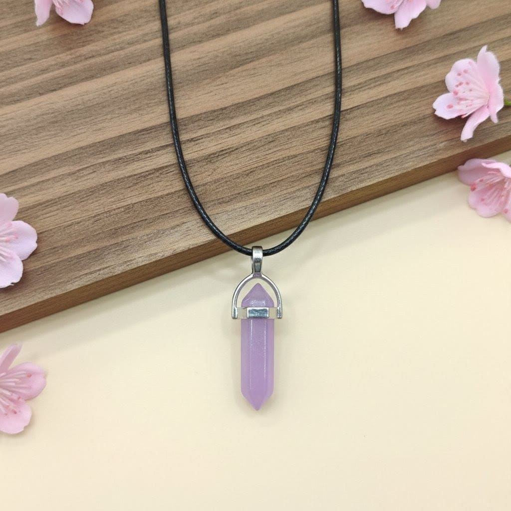 Navrabeads Lavender Pencil Pendant Leather Cord Necklace for Women