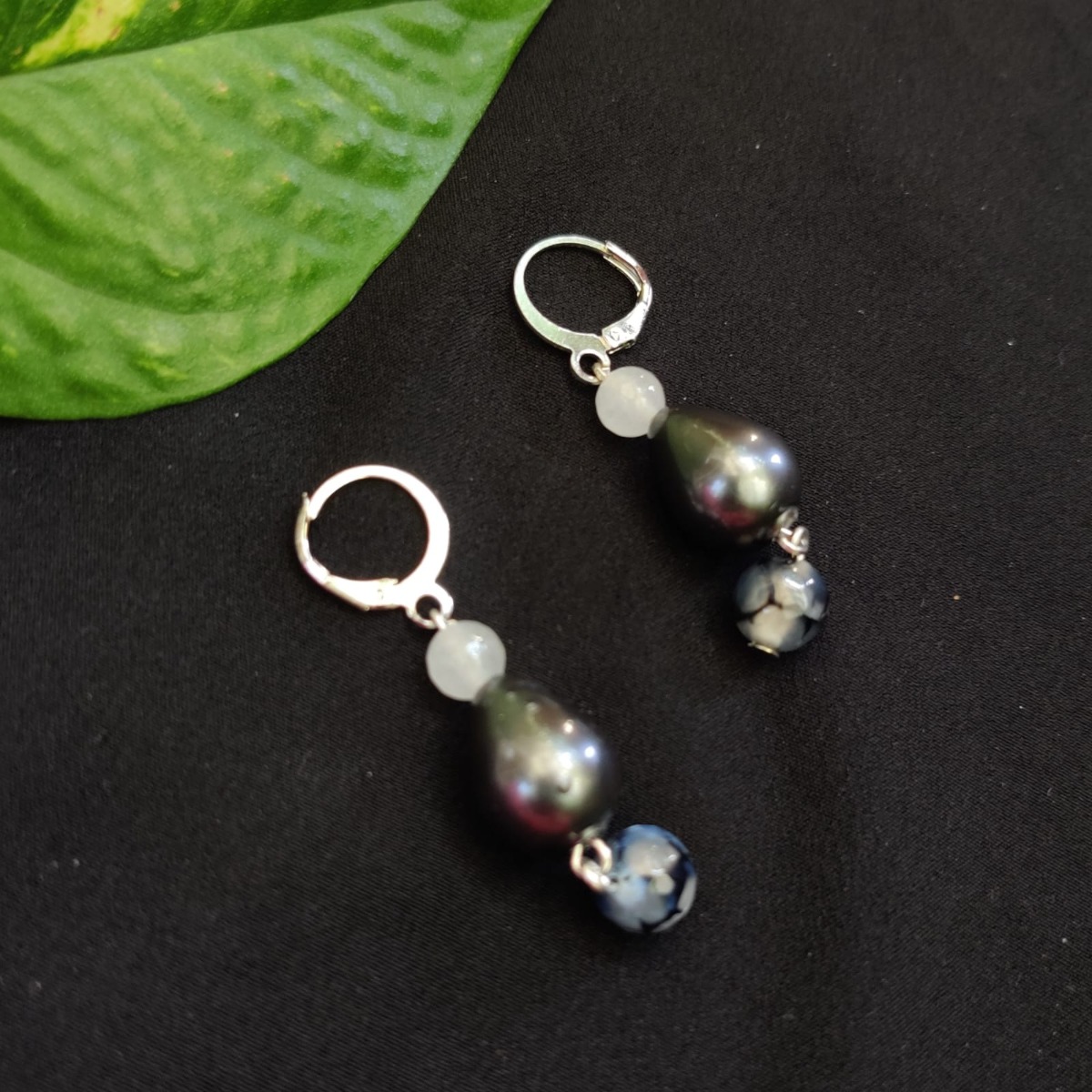 CZ Crystal Silver Pearl Planet Party Drop Earring  Neshe Fashion Jewelry