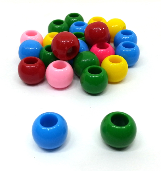 Silk Thread Plastic Beads Round Multi 